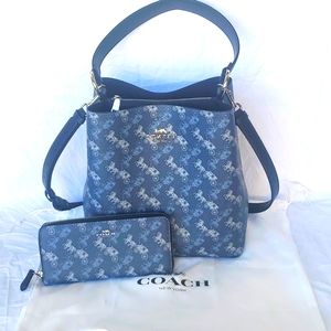 COACH Horse & Carriage Printed Coated Canvas Bucket Bag and Matching Wallet